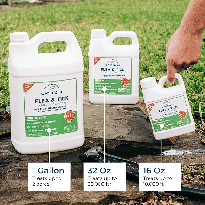Wondercide - Flea and Tick Spray Concentrate for Yard and Garden with Natural Essential Oils – Kill Control Prevent Fleas Ticks Mosquitoes and Insects - Safe Around Pets Plants Kids - 16 oz