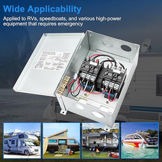 RV 50 Amp Transfer Switch Automatic Transfer Switch for RV Speedboats Home Standby PD52 Power Supply 120/240 Volt Dual Protection