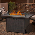 LayinSun 44 Propane Gas Fire Pit Table 55000 BTU Rectangular Fire Pit with Glass Wind Guard for Outside Patio Deck Garden Backyard Brown-Aluminum Top