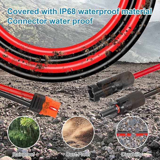 10AWG 100FT Solar to XT60i Extension Cable 3 6 10 35 50 75 100FT Heavy Duty Adapter Cable Connector XT60i Wire for Portable Power Station Solar Panel RV Battery