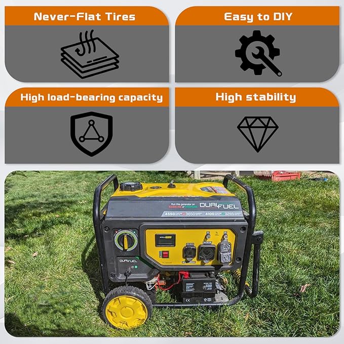 Generator Wheel Kit Compatible with Champion 2800-4750w with Folding Handle and Never-Flat Tires Generator Replacement Parts 40065