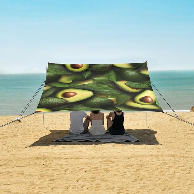 ALAZA Avocado Fruit Beach Tent Sun Shelter Portable Canopy Sunshade for Outdoor Camping Picnics Backyard Fun 10x9 ft