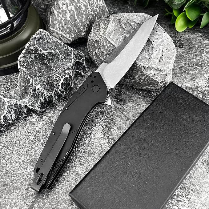 7.24 Folding Knife Assisted Flipper pocket knife D2 Steel blade Aluminum alloy Handle with Belt Clip Outdoor EDC Camping Knife Gift