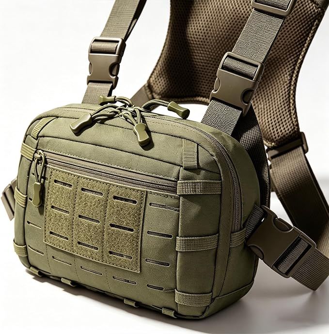 Tactical Chest Pack EDC Chest Bag Utility Molle Chest Rig Pouch with CCW Compartment Adjustable Strap Admin Pouch