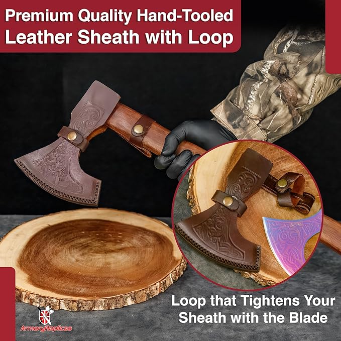 Armory Replicas™ Norse-Inspired Viking Axe with Rainbow Finish Blade Decorative Steel Axe with Wooden Handle for Display Collection &amp Themed Events