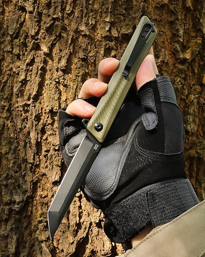 REMETTE Pocket Knife GD22K Flipper Open D2 Steel Tanto Folding knife with Durable G10 HandleMen Women Everyday Carry EDC KnifeSharp Camping Hiking Daily Work Knives