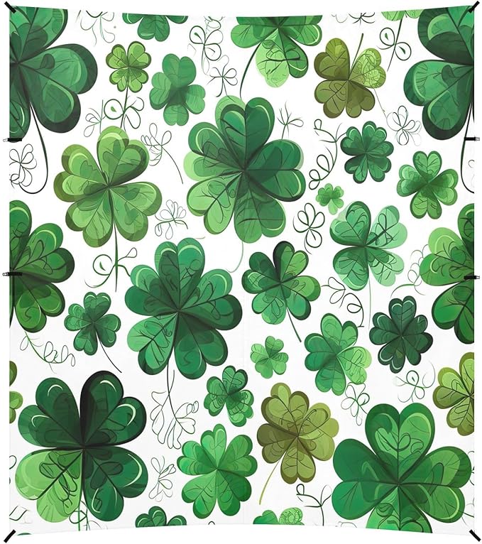 St Patrick's Day Clovers Green Beach Tent Sun Shelter Set UPF50+ UV Protection 10.5 x 9.19 FT Camping Shade Canopy with Sandbags Sand Anchors Carrying Bag and Others