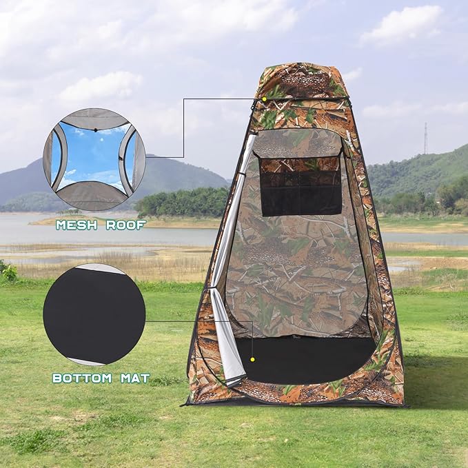 BRIAN &amp DANY Pop Up Shower Tent Portable Privacy Camping Changing Tent Camp Toilet Bathroom Pod with Rain Shelter &amp Windows UPF 50+ &amp Waterproof 47.2 x 47.2 x 74.8
