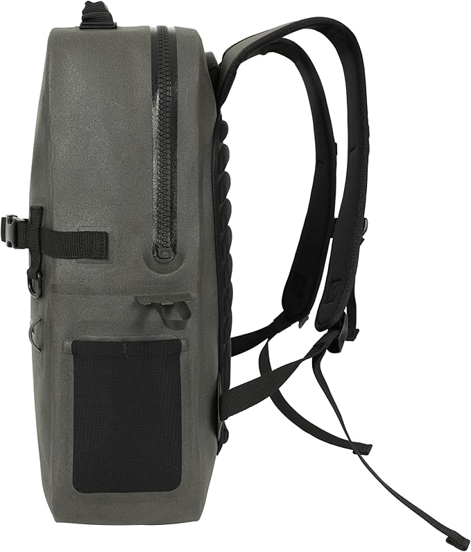 Breakwater Supply™ Fogland Waterproof IP68 Submersible Backpack | Laptop Sleeve &amp Airtight Zippers for Work Travel Outdoors Boating Hiking Floating Dry Bag Unisex TPU (Charcoal 25L)