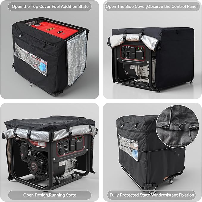 32L x 24W x 24H Generator Tent Cover While Running Heavy Duty Outdoor Generator Covers Shed for Most Generators Up to 15000 Watt OutsideAll-Weather ProtectionBlack
