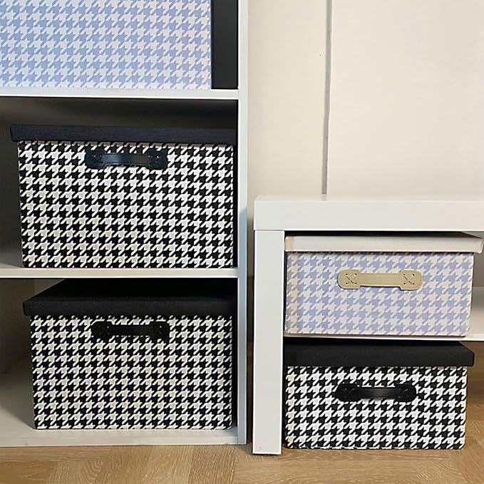 Decorative Fabric Storage Cube with Lid Organiser for Toys Towels Books Sturdy Structure Fabric Storage Container