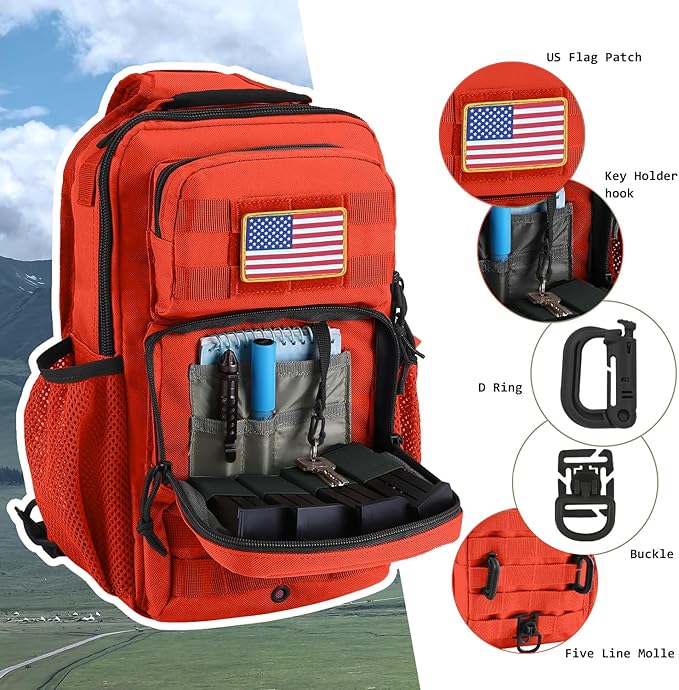 Rover Sling Pack Tactical Shoulder Sling Bag Backpack with Bottle Holder Crossbody Chest Bag Orange