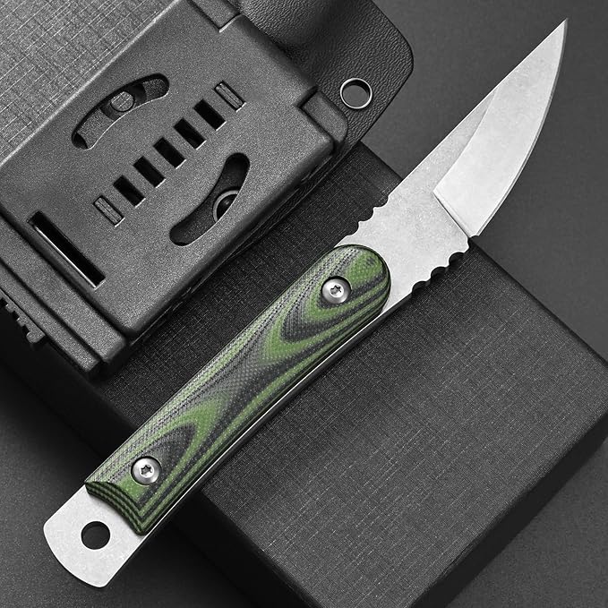 Ccanku C1390 Fixed Blade Knifes 7.3-Inch Outdoor Survival Tools D2 Blade Steel &amp G10 Handle with Kydex Sheaths Clip for Outdoor Activities Camping Bushcraft and Hunting(Silver)
