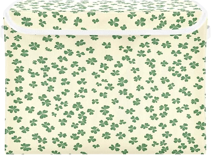 Cute St. Patrick's Day Patterns Fabric Storage Bins with Lids and HandleFoldable Storage Bins with LidsCloset Organizers for Clothes Storage Room Organization Office Storage Chest Organizer