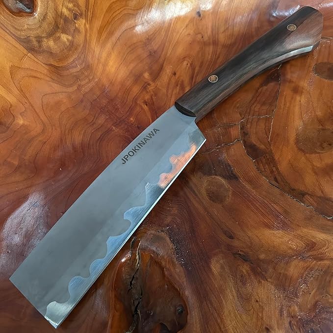13.6【Handmade Machete】 Japanese Tradition NATA - FullTang 60HRC High Carbon Steel Blade Ebony Wood Handle with Cowhide Scabbard