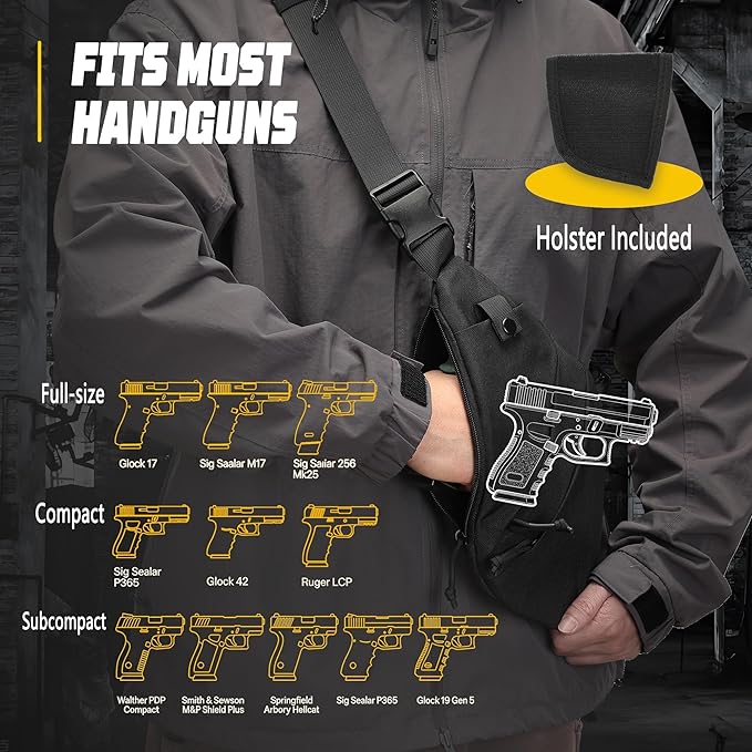 Tactical Crossbody Sling Bag for Men Women Anti Thief Conceal Carry Handgun Bag CCW Bags EDC Carry
