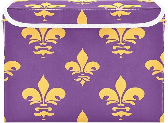 Graffiti Mardi Gras Logo Pattern Foldable Storage Baskets Fabric Boxes with Handle Organizers with Flip-Top Lids Storage Bins for Home Bedroom Office
