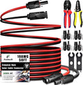 Twin Wire 50FT Solar Extension Cable - 10AWG (6mm²) Solar Panel Connector with IP67-Male/Female Solar connectors for Outdoor Automotive RV Boat Marine Solar Panel- Black &amp Red