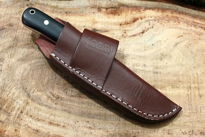 GCS Handmade D2 Steel Hunting And Skinning Knife with Black Micarta Handle Full Tang Blade and Leather Sheath for Hunting Hunting Camping Survival EDC-GCS 944