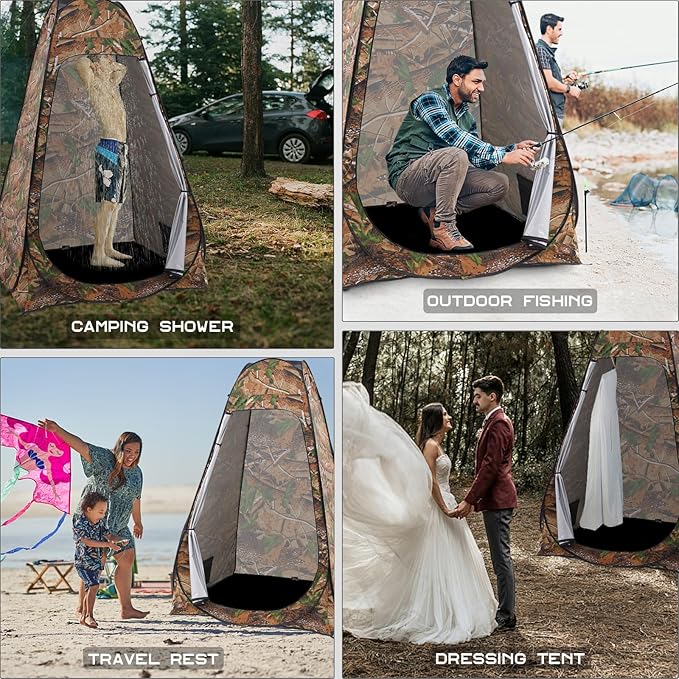 BRIAN &amp DANY Pop Up Shower Tent Portable Privacy Camping Changing Tent Camp Toilet Bathroom Pod with Rain Shelter &amp Windows UPF 50+ &amp Waterproof 47.2 x 47.2 x 74.8