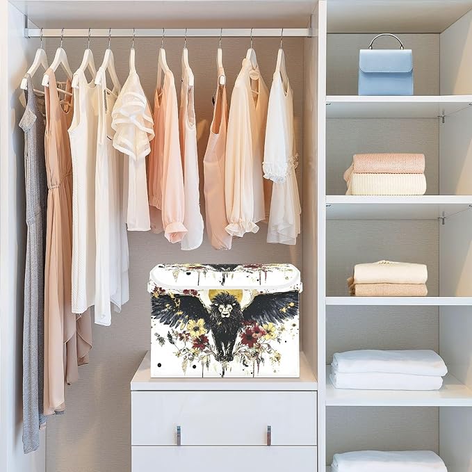 AIXIWAWA Lidded Storage Cube (Lion with Wings) Fabric Foldable Closet Bins with Flip Lid and Handles Organizer Basket Container 16.5 x 12.6 x 11.8 IN