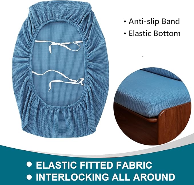 KRFOONN RV Dinette Cushion Covers Stretch Sofa Seat Slipcovers Replacement Camper Cushions Cover Washable Couch Cushion Slipcovers for RV Camper Car Bench(1 Backrest Cover &amp 1 Bench Cover Blue)