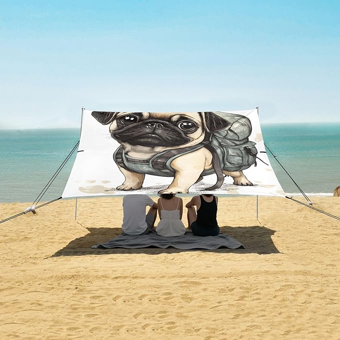 ALAZA Dog Army Green Backpack Beach Tent Sun Shelter Portable Canopy Sunshade for Outdoor Camping Picnics Backyard Fun 10x9 ft