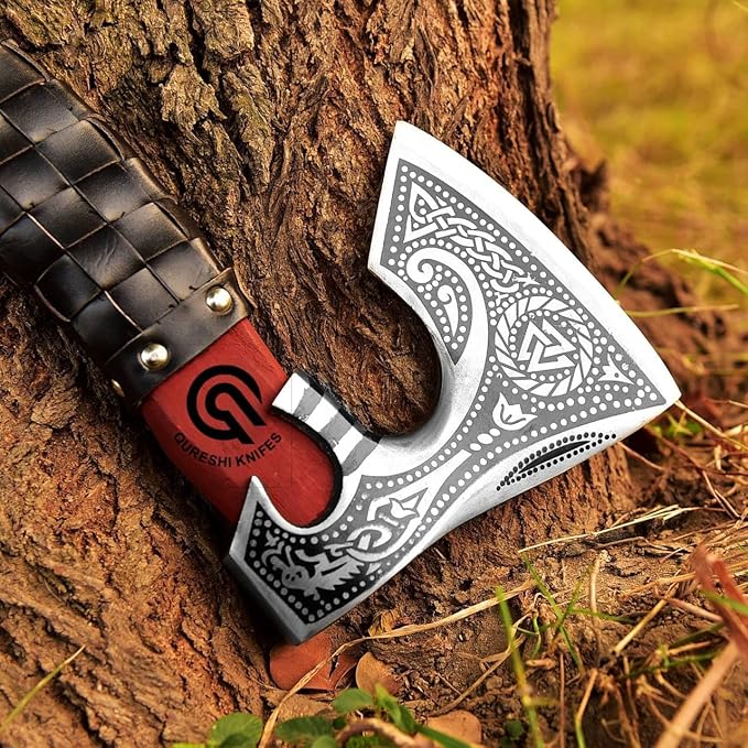 Handmade Viking Axe with Gift Knife Along with Sheath (American Axe)