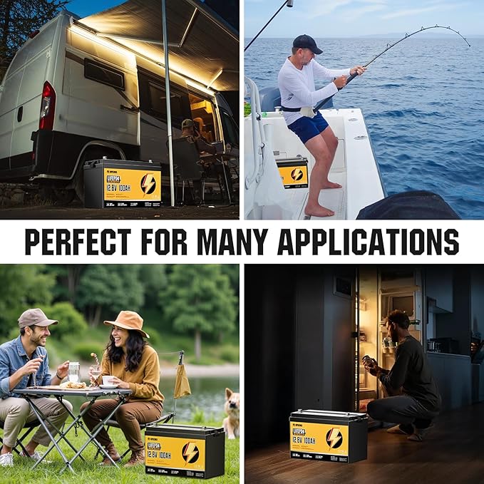 12V 100Ah LiFePO4 Battery Built-in 120A BMS 15000 Deep Cycles Group 31 Lightweight Lithium Iron Phosphate Battery for Home Energy RV Trolling Motor Marine Solar Off-Grid
