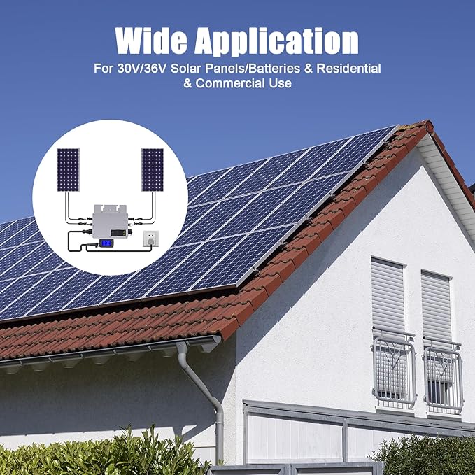Solar Grid Tie Micro Inverter 700W 110V Waterproof Inverters Solar Powered Reversing Converter Aluminium Alloy Inverters w/LCD Display for Schools Power Stations Homes