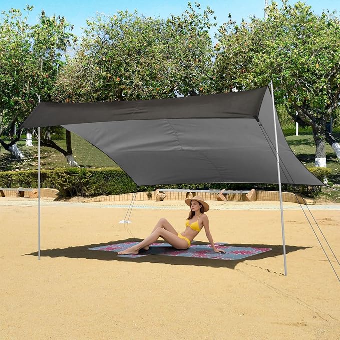 ALAZA Pug Dog Show Its Body Beach Tent Sun Shelter Portable Canopy Sunshade for Outdoor Camping Picnics Backyard Fun 10x9 ft