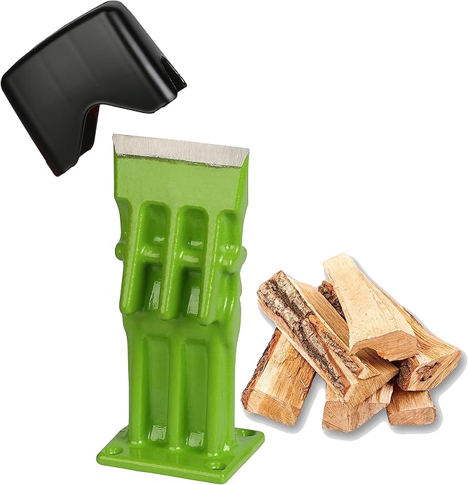 SPEED FORCE Firewood Kindling Log Wood Splitter – No Axe! Wedge Point Splits Firewood 3 Inch Green with Safety Cover