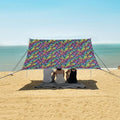 ALAZA Paisley Rainbow Color Beach Tent Sun Shelter UPF50+ Protection Beach Shade Canopy w/ 4 Sandbags for Outdoor Camping Fishing Backyard Fun Picnic 10x9 ft