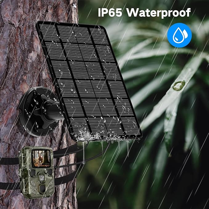 Solar Panel for Trail Camera Trail Camera Solar Panel with 5000mAh Rechargeable Lithium Battery - Output 12V/1A 6V/1.5A IP66 Water Proof Hunting Accessory Game Cameras Solar Charger