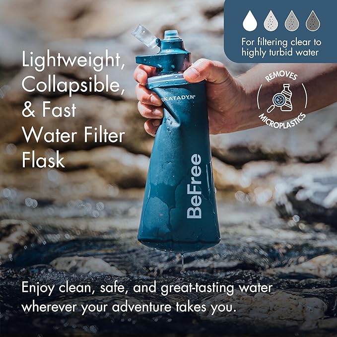 Katadyn BeFree 1.0L Ultralight Collapsible Water Filter Bottle for Hiking Camping Backpacking