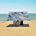 ALAZA Marble Watercolor Blue &amp Gold Beach Tent Sun Shelter UPF50+ Protection Beach Shade Canopy w/ 4 Sandbags for Outdoor Camping Fishing Backyard Fun Picnic 10x9 ft