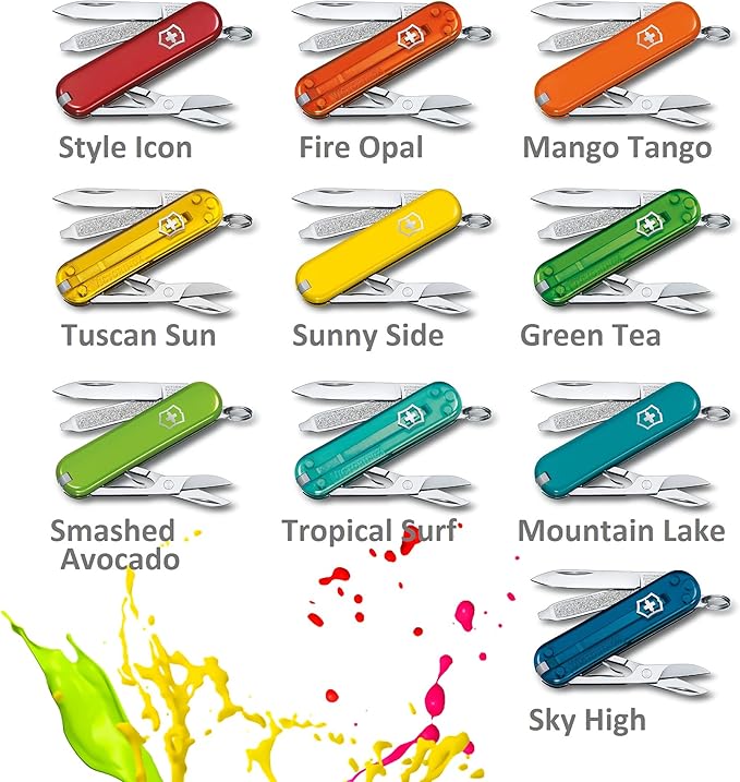 Victorinox Classic SD Swiss Army Knife Compact 7 Functions Swiss Made Pocket Knife with Small Blade Screwdriver and Key Ring - Falling Snow (White)