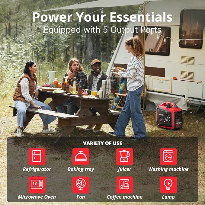 AMERISUN 2500-Watt Gas Powered Portable Inverter Generator for Home Use - Ultral Light for RV and Camping CO Sensor Outdoor and Home Backup Long Run Time