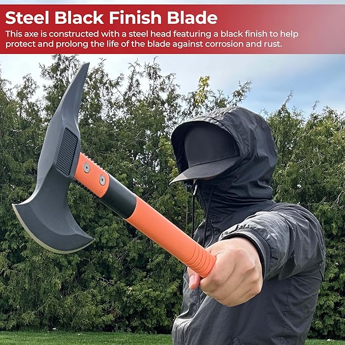 MedievalDepot Outdoor Camping Axe Collection – Removable Head Stainless Steel Blades with Nylon Sheath for Survival &amp Bushcraft (Orange)