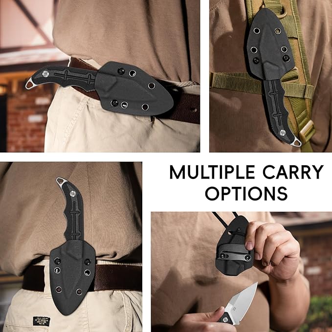 LOTHAR BEAVER EDC Fixed Blade Knife Small Survival Knife with 2.2 14C28N Steel Blade &amp Kydex Sheath Adjustable Horizontal Vertical Carry for Camping Hiking Hunting Everyday Carry