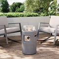 SUNBURY Outdoor Gas Fire Column 40000 BTU Propane Fire Pit for Patio Party &amp Gathering Compact Flame Heater with Lava Rocks Waterproof Cover for Yard &amp Deck Ambiance (Grey)
