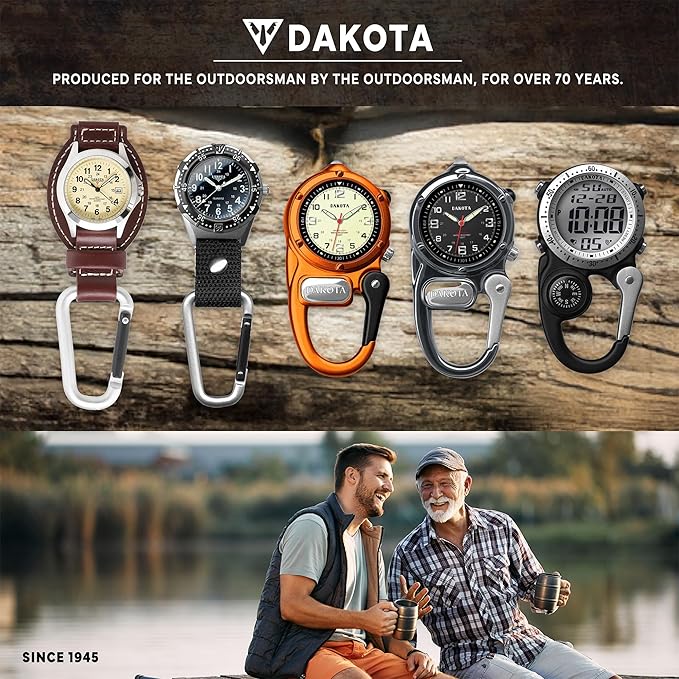 Multitool Clip Watch for Men – Black | 100ft Water Resistant Clip-On Watch with LED Light Bottle Opener Screwdriver &amp Carabiner – Outdoor Work Camping Hiking Tool