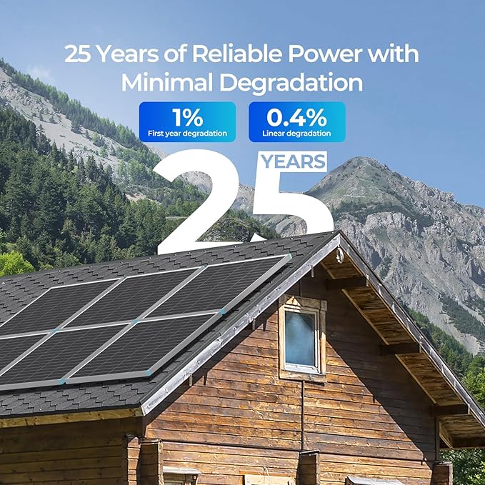 Renogy 16BB N-Type 175 Watt Solar Panel 12V 175W Solar Panel 25% High-Efficiency PV Module Power Charger for RV Marine Cabin Roof Home Farm Battery and Other Off-Grid Applications