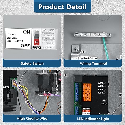 200 Amp Single Phase Generator Automatic Transfer Switch for RXSW200A3NEMA 3R Outdoor Rated Aluminum Enclosure Power Management Replacement Compatible with Evolution or Nexus Generator Controllers