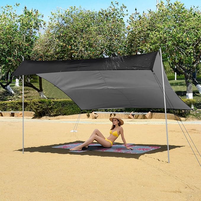 Wild Wolf Portrait Beach Tent Sun Shelter Set UPF50+ UV Protection 10.5 x 9.19 FT Camping Shade Canopy with Sandbags Sand Anchors Carrying Bag and Others