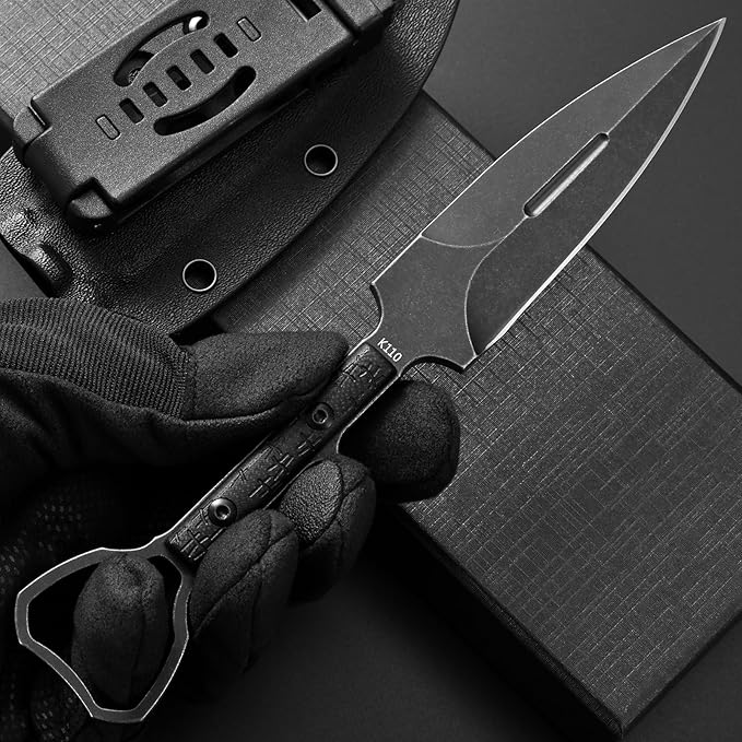 C1345 Fixed Blade Knife K110 Steel Blade G10 Handle EDC Tool Knifes for Outdoor Camping Survival Hiking Hunting(Black)