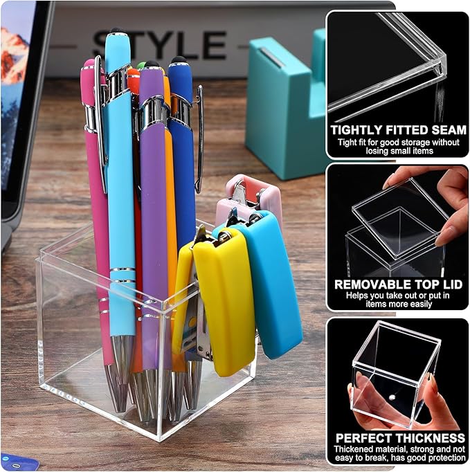 Thyle 100 Pieces Clear Acrylic Box with Lid 2.6 x 2.6 x 2.6 Inch Small Plastic Square Cube Containers Mini Clear Display Box Acrylic Gift Box Storage Box for Candy Pill Tiny Jewelry Gifts