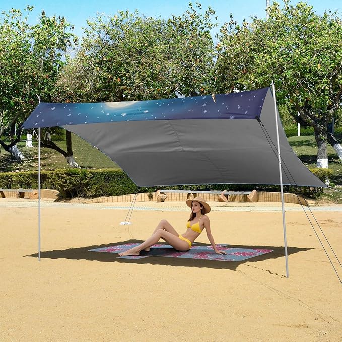 ALAZA Christmas Horse Beach Tent Sun Shelter Portable Canopy Sunshade for Outdoor Camping Picnics Backyard Fun 10x9 ft