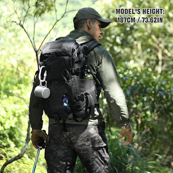 45L Tactical Backpack Military Molle Backpack with 17 Laptop Compartment Survival Large Hiking Travel Rucksack for Outdoors