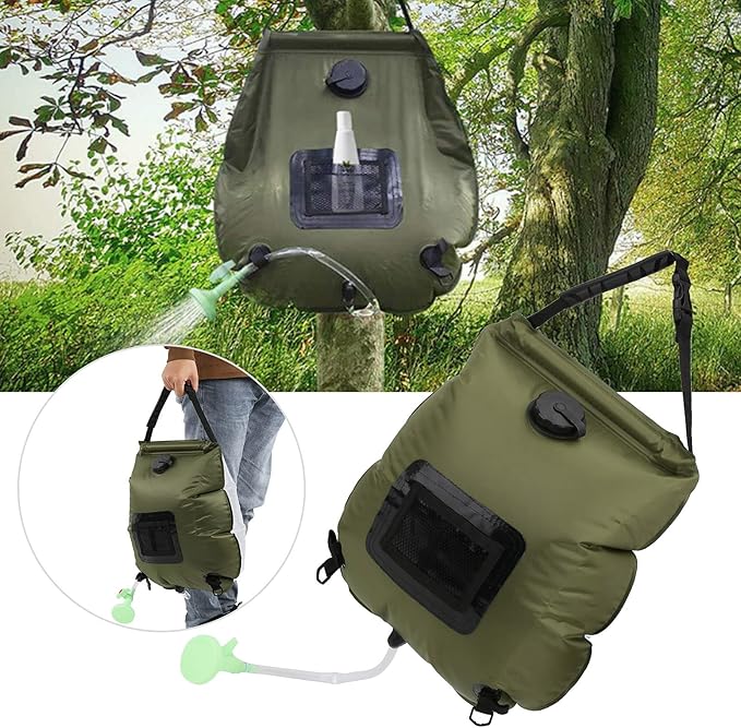 20L Solar Shower Bag PVC Camping Showers Bag Portable Outdoor Shower Bag with Thermometer for Shower